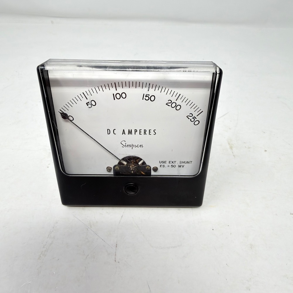 Vintage Simpson 0-250 DC Amperes Analog Panel Meter 50mV Ext Shunt L66844